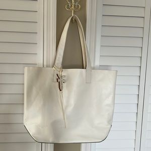 Frye White Large Leather Carson Tote Bag